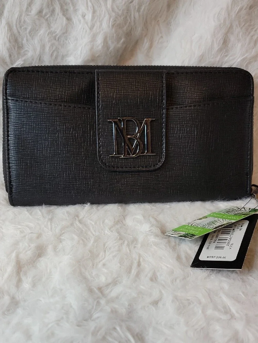 NWT Badgley Mischka Flap Wallet w/ Gunmetal Logo